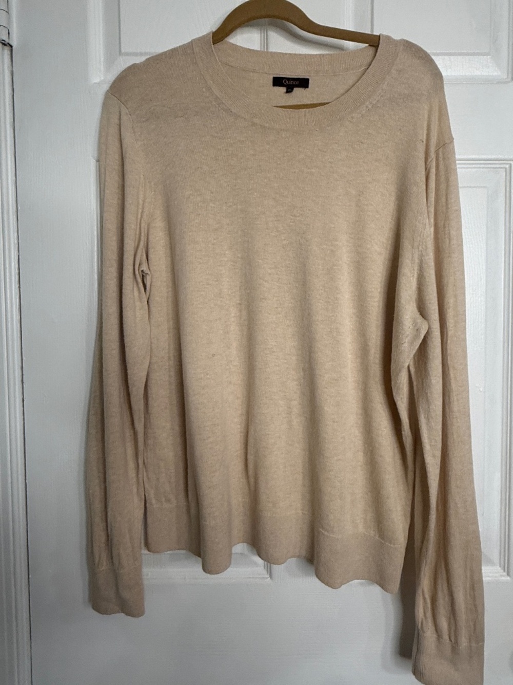 QUINCE Lightweight Cashmere Blend Sweater | Neutral Beige | XL - Picture 2 of 8